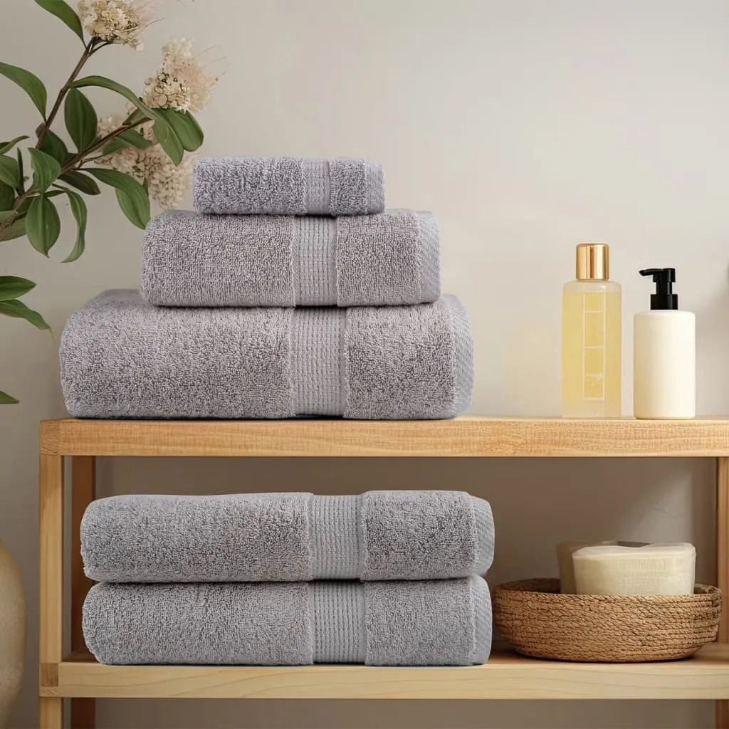 vidaXL 12 Piece Premium Towel Set SOLUND Grey 600 gsm - Ultra Soft & Absorbent Cotton Towels