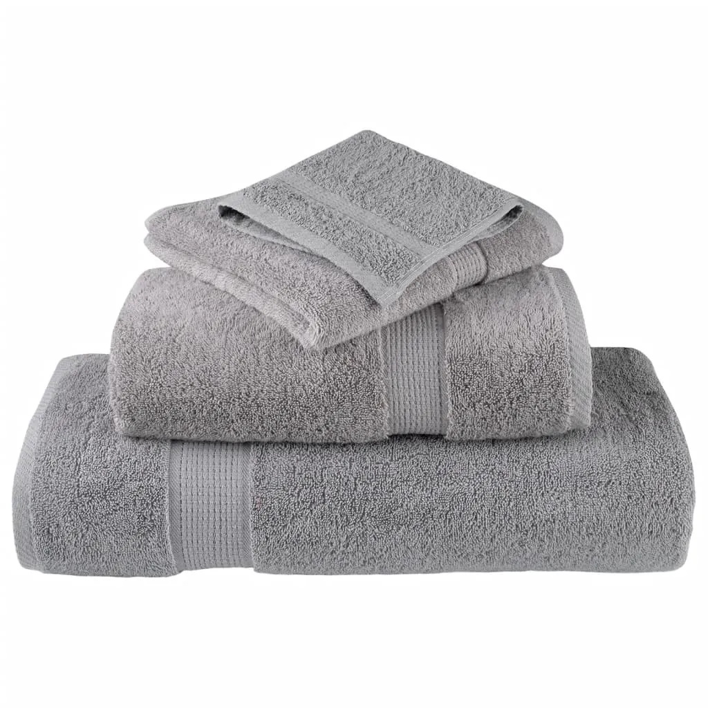 vidaXL 12 Piece Premium Towel Set SOLUND Grey 600 gsm - Ultra Soft & Absorbent Cotton Towels