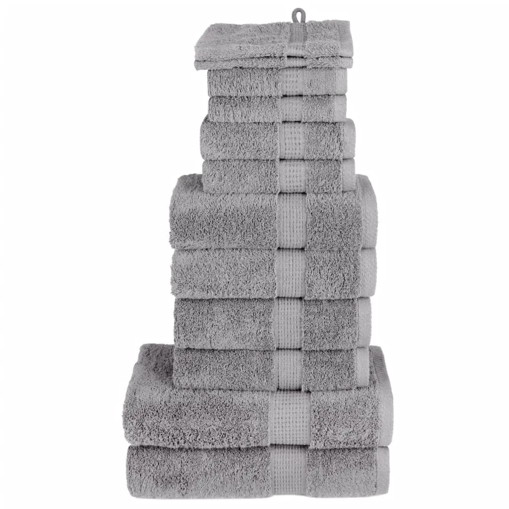 vidaXL 12 Piece Premium Towel Set SOLUND Grey 600 gsm - Ultra Soft & Absorbent Cotton Towels