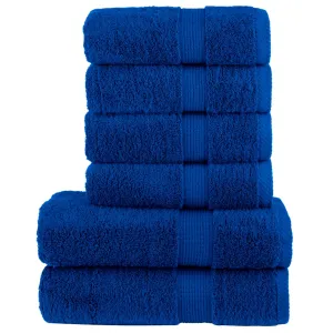 vidaXL Premium 6 Piece Towel Set SOLUND Blue - Ultra Soft 600 gsm Cotton Towels, OEKO-TEX Certified