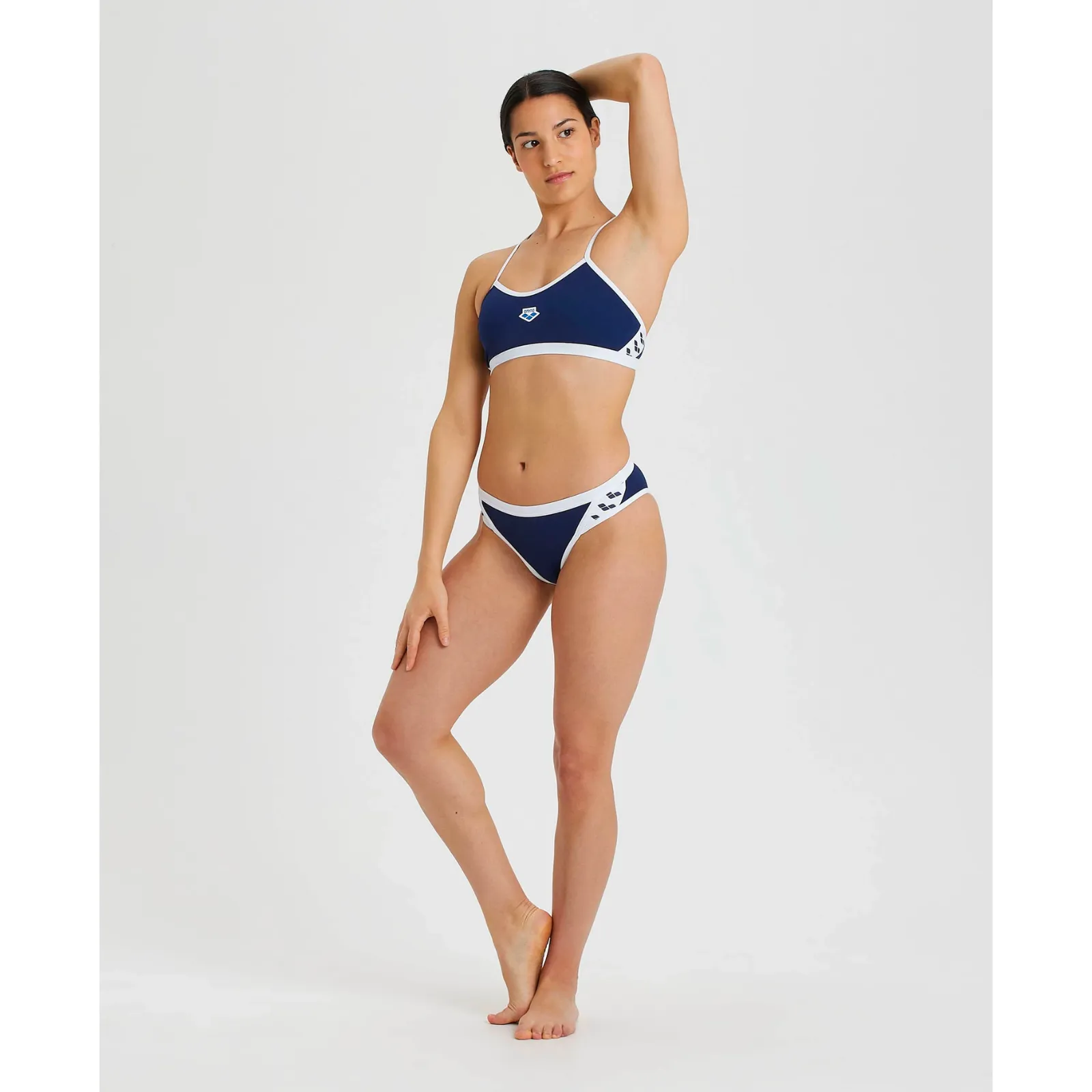 WOMEN'S ICONS CROSS BACK BIKINI SOLID - NAVY/WHITE