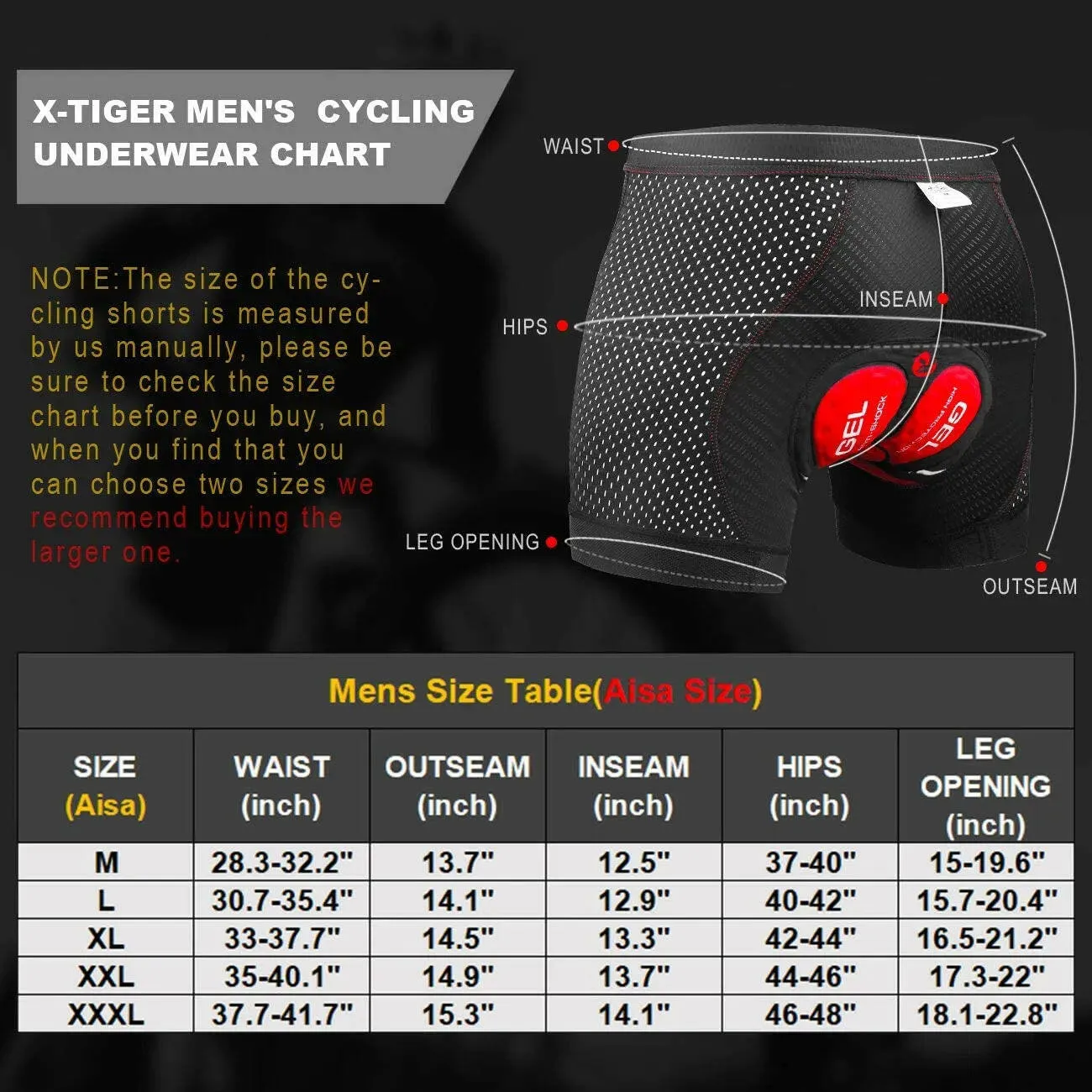 X-Tiger Cycling Underwear Upgrade 5D Padded Cycling Shorts 100% Lycra Shockproof MTB Bicycle Shorts Road Bike Shorts